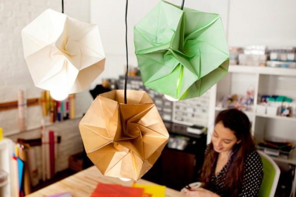 origami lampeskjerm ideer DIY DIY