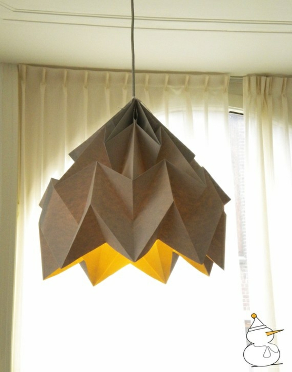 origami lampunvarjostimet ideoita DIY kulmikas lämmin tunnelma