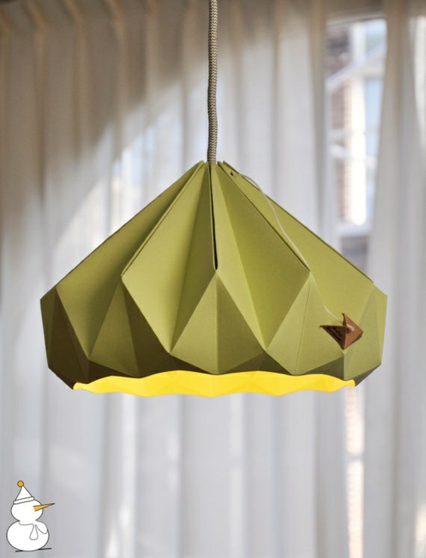 origami lampeskjerm ideer DIY grønn