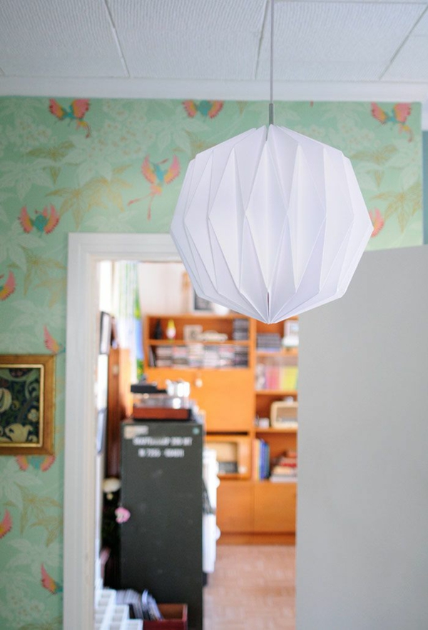 origami lampeskjerm ideer DIY hengende lampe
