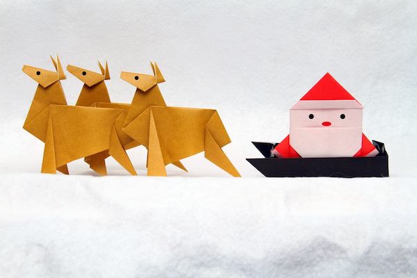 Kerst origami Kerst rendieren vouwen rendieren