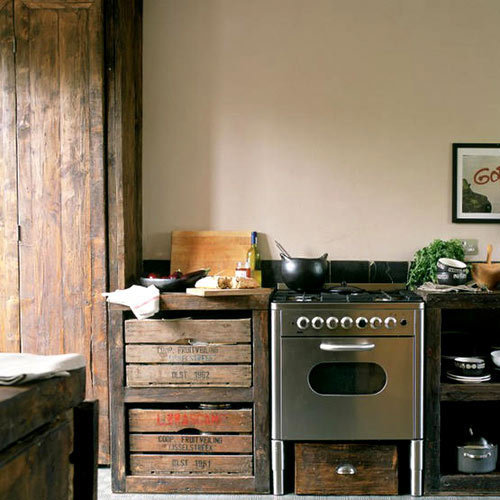 originele deco-ideeën oude houten keukenkasten