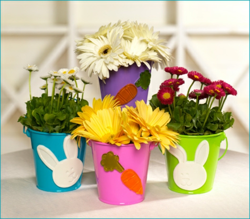 Pâques décoration pots de fleurs en étain gerbera marguerites