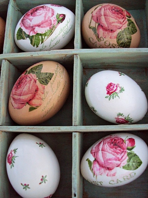 décoration de Pâques originale serviettage des oeufs de pâques