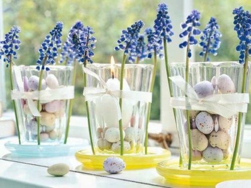 velikonoční dekorace sklo lucerny malé vejce