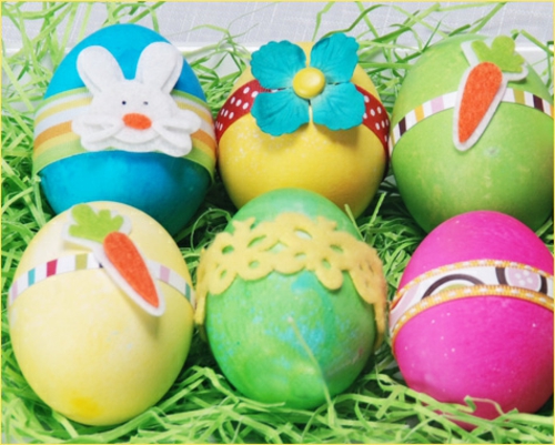 pâques décoration easter eggs sticker art vert herbe papier