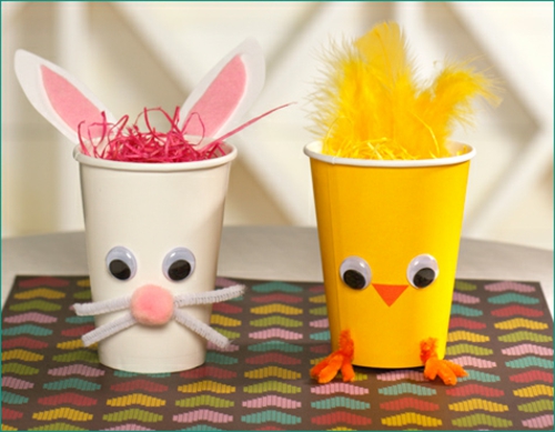 décoration de pâques easter lapin chick tasse de papier