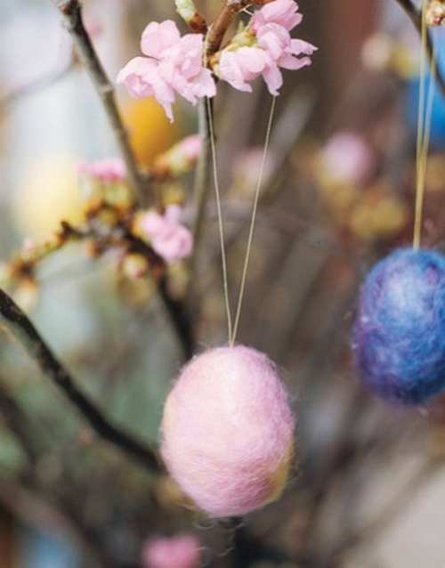 original påske dekoration fersken blomstre uld æg