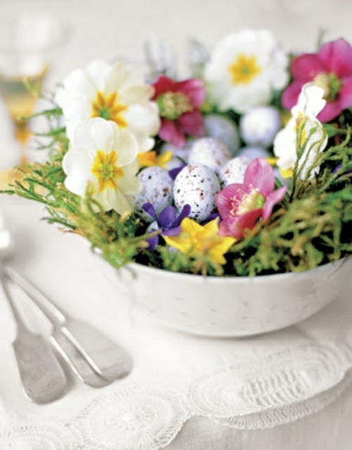 pâques, décoration, primrose, petits oeufs