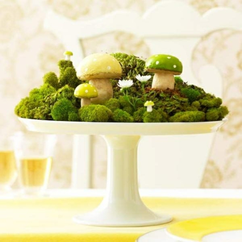 velikonoční dekorace dort stojan mech houby
