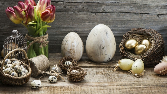 πασχαλινά διακόσμηση ζαχαρωτά ιδέες Πασχαλινά αυγά ο εαυτός σας κάνετε αυγά ορτυκιού τουλίπες birdcage