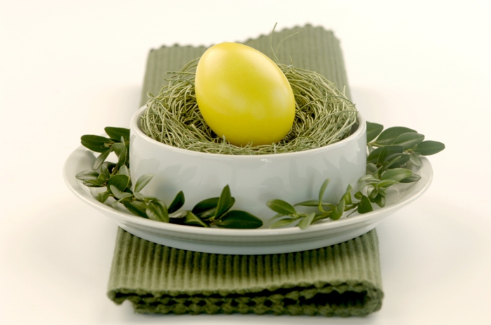 πασχαλινά διακόσμηση tinker ιδέες πίνακας διακόσμηση πασχαλινό αυγό κίτρινο πράσινο φυτά