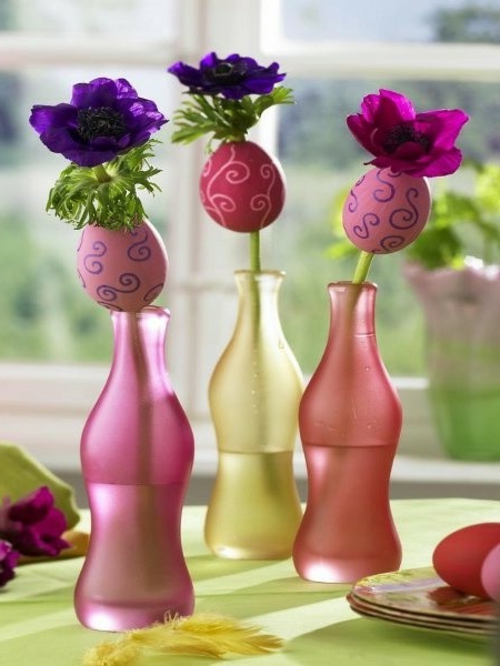 botellas de vidrio mate de decoración de Pascua pintura huevos pintados