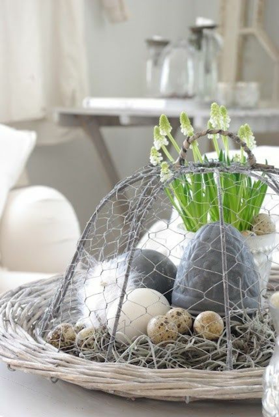 πασχαλινές ιδέες διακόσμησης άνοιξη λουλούδια αυγά ορτυκιού πασχαλινά αυγά