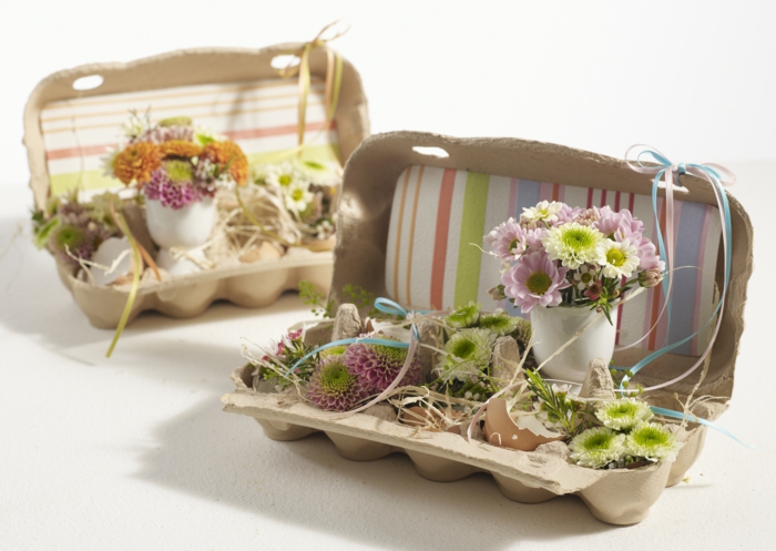 Πάσχα διακοσμούν σπιτικές ιδέες κουτί αυγών κουτί αυγών Πασχαλινά αυγά λουλούδια