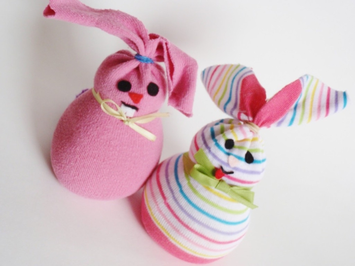 make osterdeko yourself socks easter bunny tinker grappig gekleurd