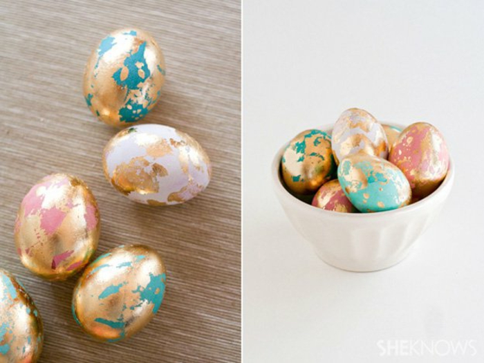 huevos de pascua para colorear señuelos huevos pintura oro acentos