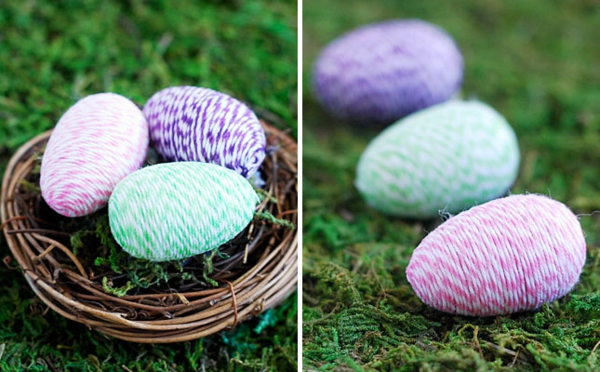 להפוך את הפסחא ביצים לעשות חג הפסחא לקשט רעיונות bicoloured חוט
