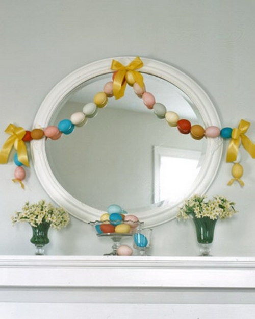 复活节彩蛋花环镜子想法装饰