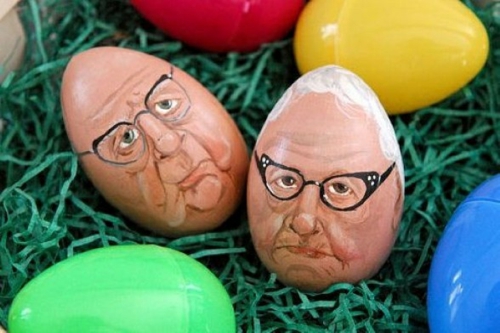 Easter eggs with face politician