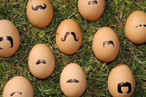 Easter eggs with face mustache