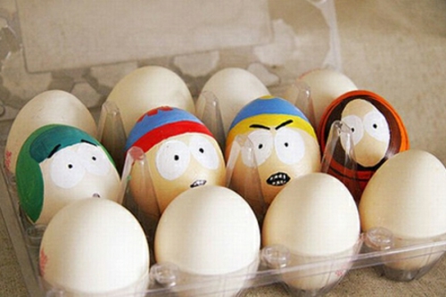 Easter eggs with face cartoon characters