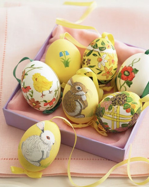 复活节彩蛋与餐巾技术复活节兔子花