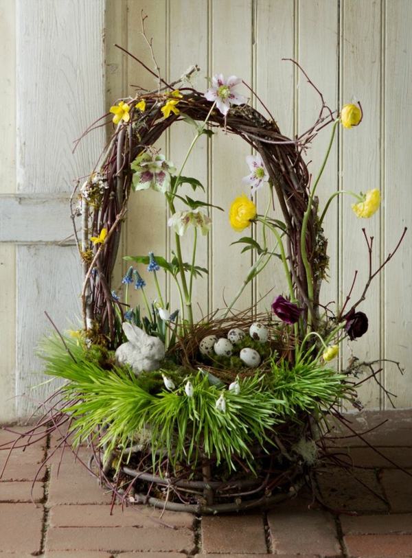 easter basket tinker spring flowers easter bells grass easter baskets