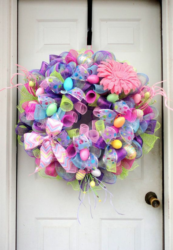 Easter wreath tinker colorful eggs fabric grind DIY ideas craft ideas