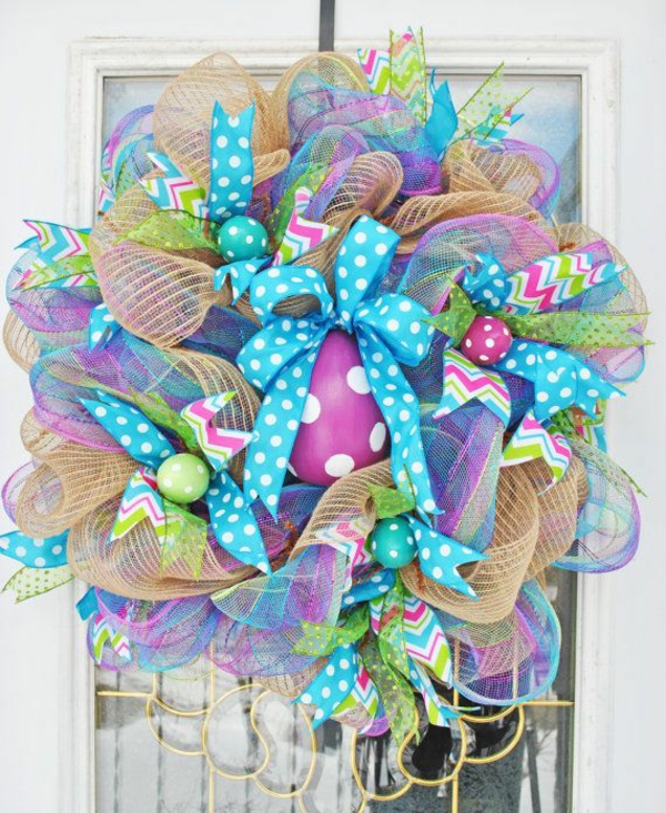 easter wreath tinker colorful eggs fabric tulle diy ideas craft ideas