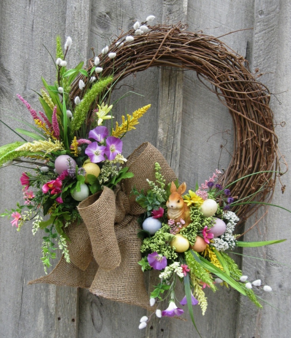 Великденски венец Tinker творчески занаятчийски идеи пролетни цветя колоритни яйца