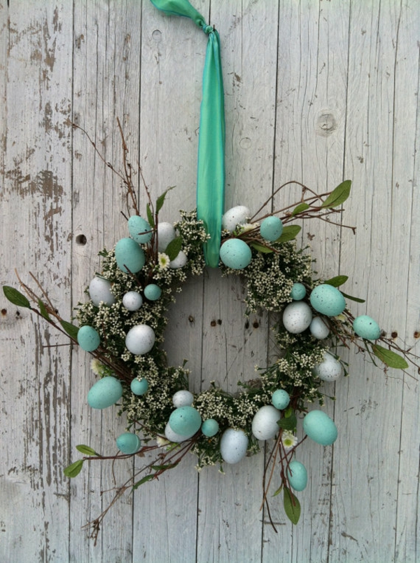 复活节花圈修补匠创意工艺的想法复活节兔子薄荷绿色彩蛋