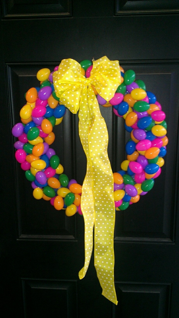 easter decoration colorful eggs bow