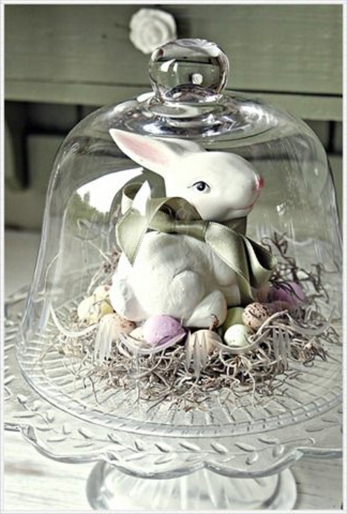 复活节装饰新鲜欢乐玻璃盖复活节兔子陶瓷