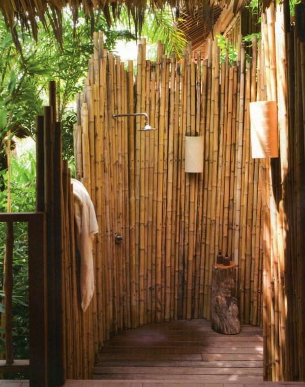 outdoor shower summer bathroom bamboo privacy