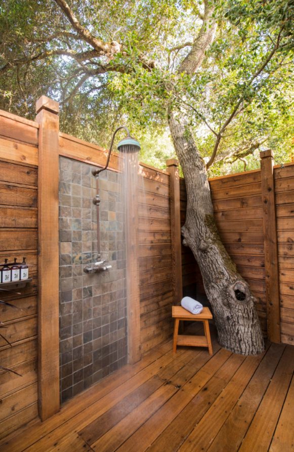 outdoor shower summer bathroom wood