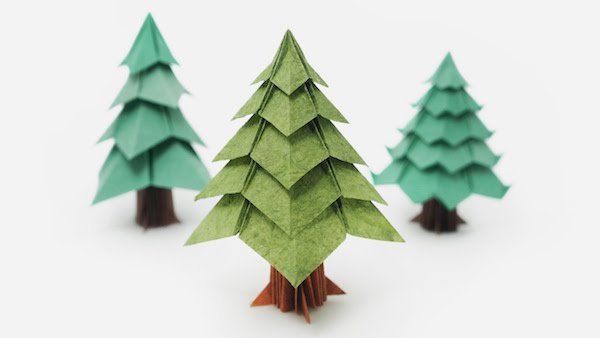 papier kerstbomen ambachtelijke origami kerst