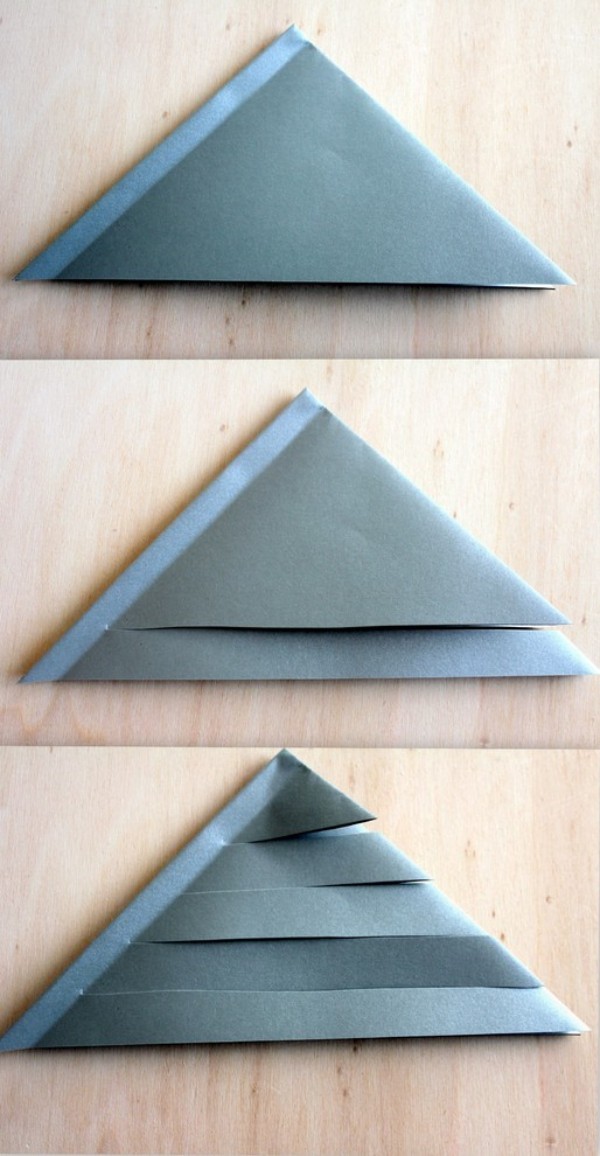 papieren sterren maken driehoeken van papier