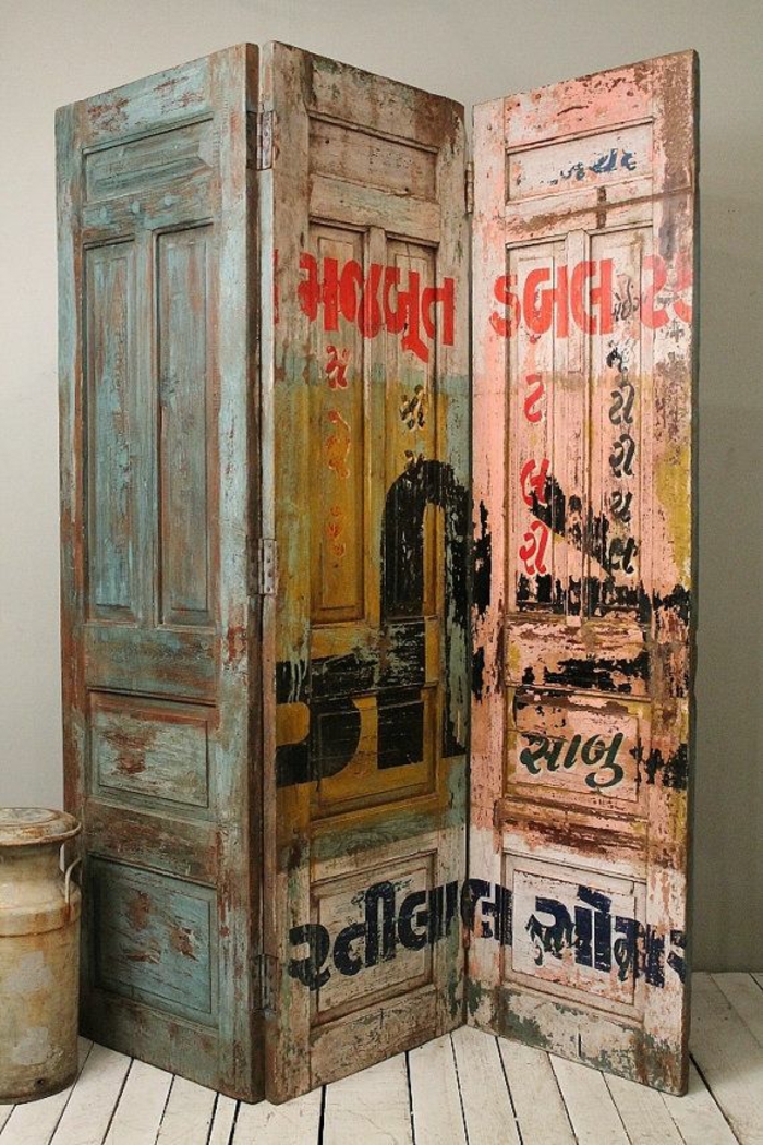 paravents diy idées salle diviseur vieux portes en bois vintage