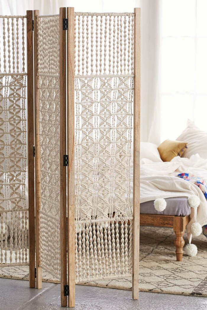 paravents crochet handmade room divider privacy windows ideas