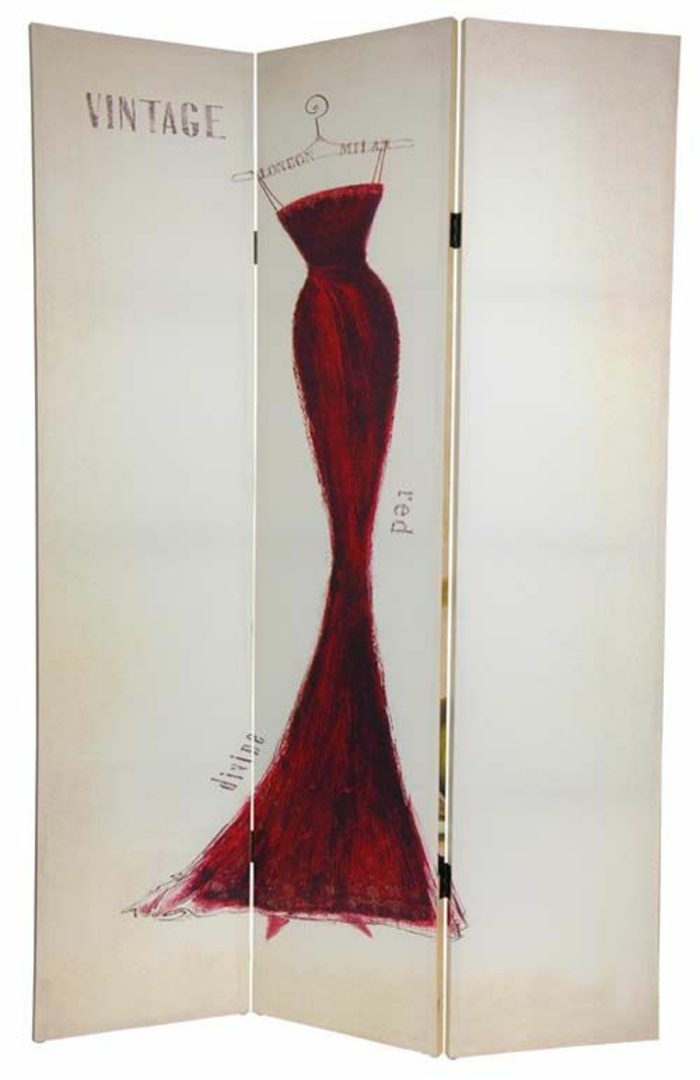 paravent pièce diviseur motif vintage robe rouge wayfair