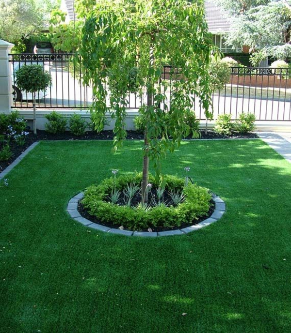 idées de conception de jardin herbe champ arbre décoratif