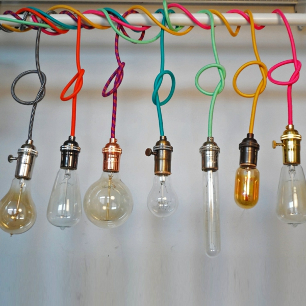 pendant lights light bulbs colorful rows