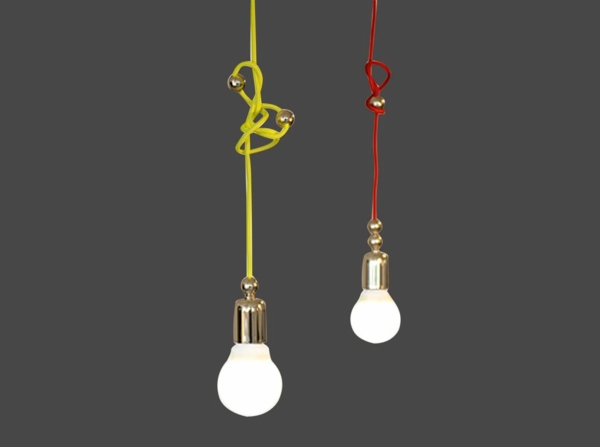 Lámparas colgantes bombillas cables de colores neón