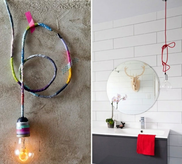 pendant lamps rustic colorful cable