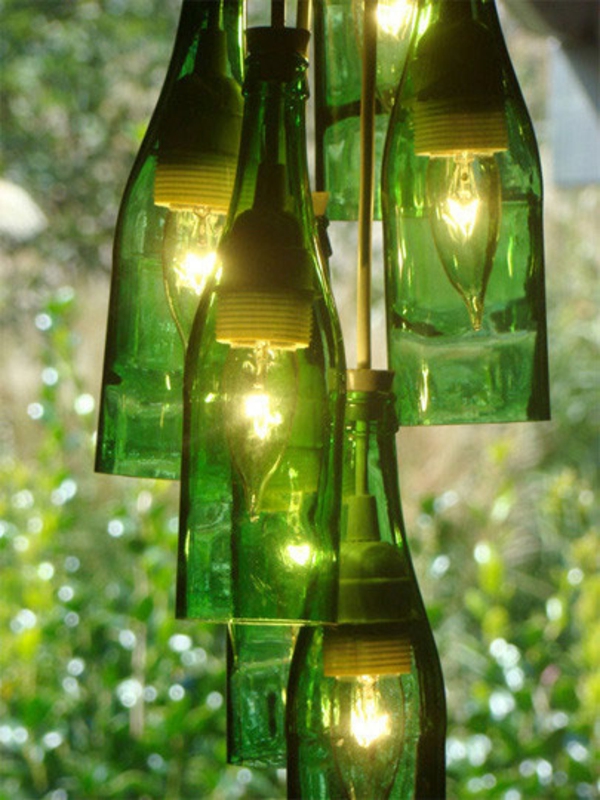 Μενταγιόν φώτα DIY Λάμπα Ιδέες διακόσμησης μπουκαλιών κρασιού
