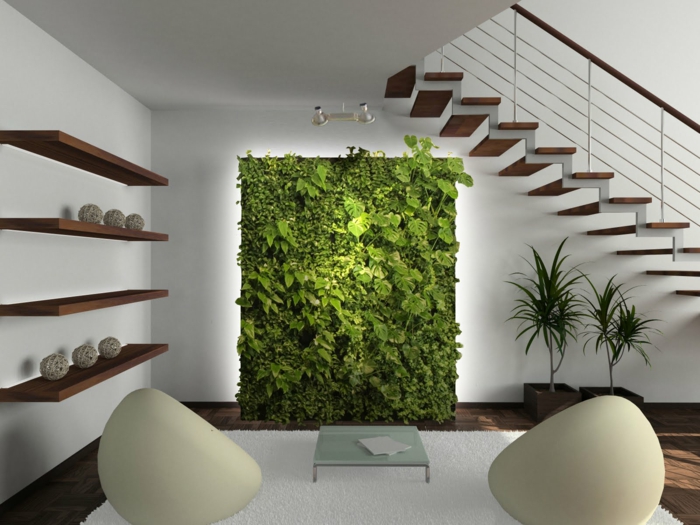 helppo hoitaa sisätiloissa kuvat pysty puutarha vihreä seinä koristelu ideoita