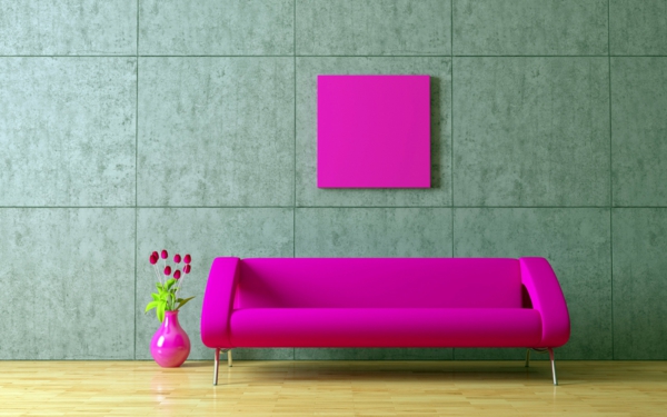 rožinė gyvenamasis kambarys sofa grindų vazos dizainas gražus sienų spalvos svetainė