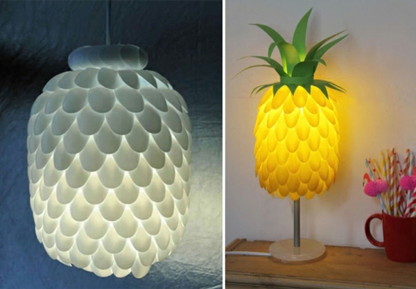 plast umělecký návrhář móda plastové příbory diy projekty stolní lampa