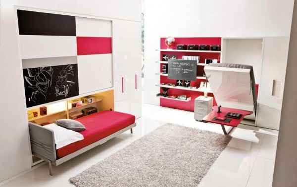 Ahorro de espacio en los muebles para la guardería moderna alfombra gris